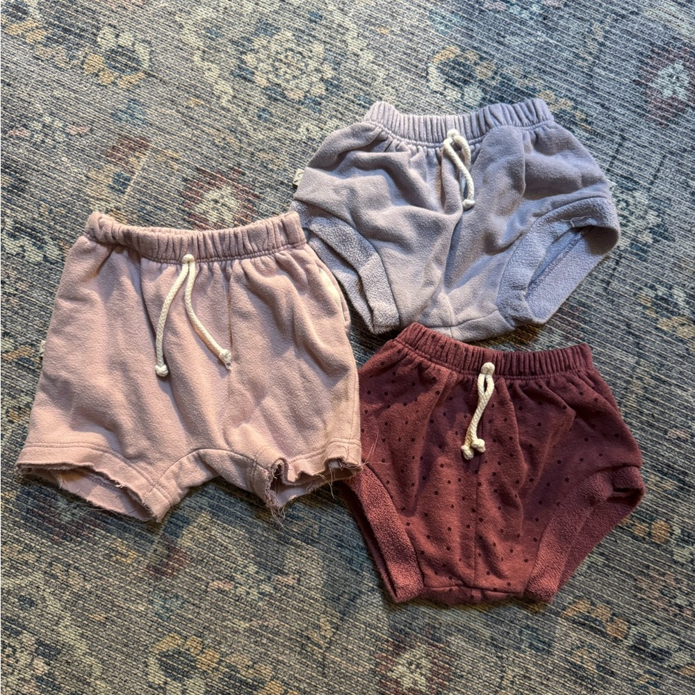 Stylish Kids Shorts Trio - Mauve, Lavender, and Burgundy